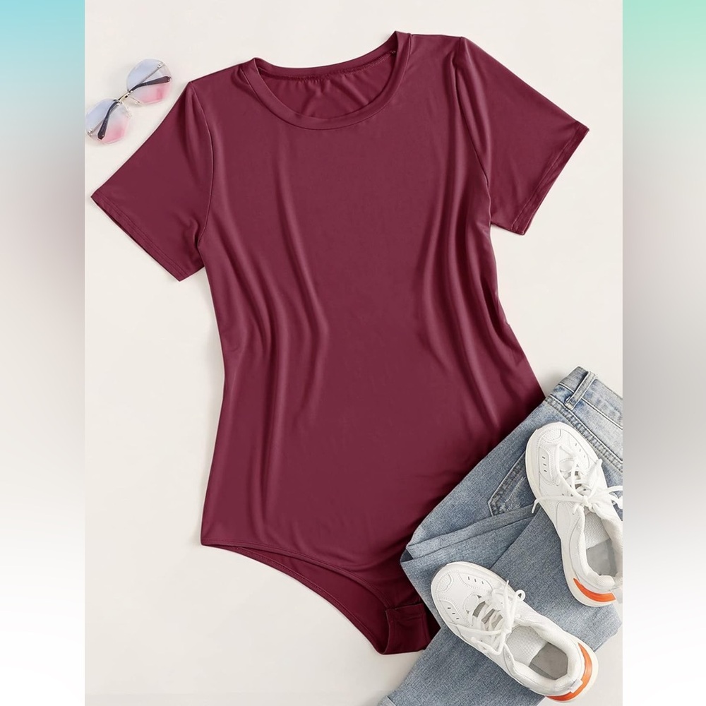 NEW Amazon Women's 2XL Dark Red Bodysuit